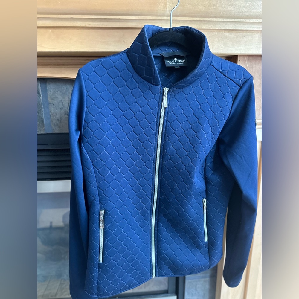 Womens Equestrian Stockholm Navy Quilted Jacket Large Mint